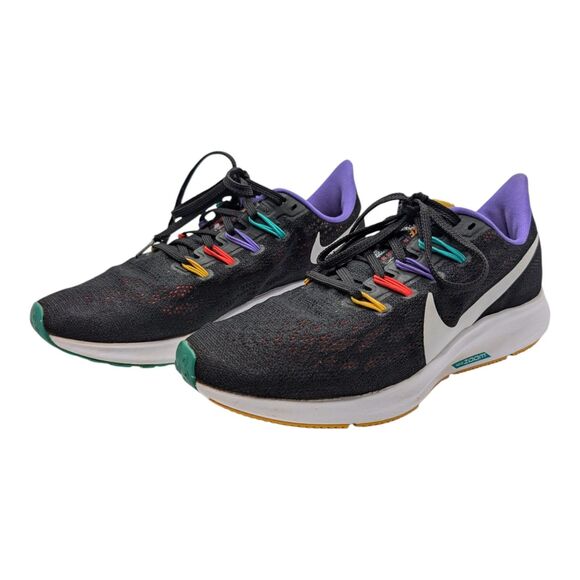 Nike Zoom Pegasus 36 Running Shoe Womens 8 Black Multicolor sneakers athleisure - Picture 1 of 11